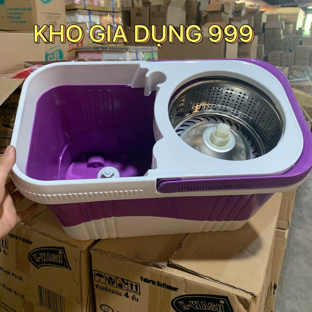 THÙNG LAU NHÀ XOAY 360 ĐỘ INOX - VẮT KHÔ BÔNG LAU SIÊU MƯỚT