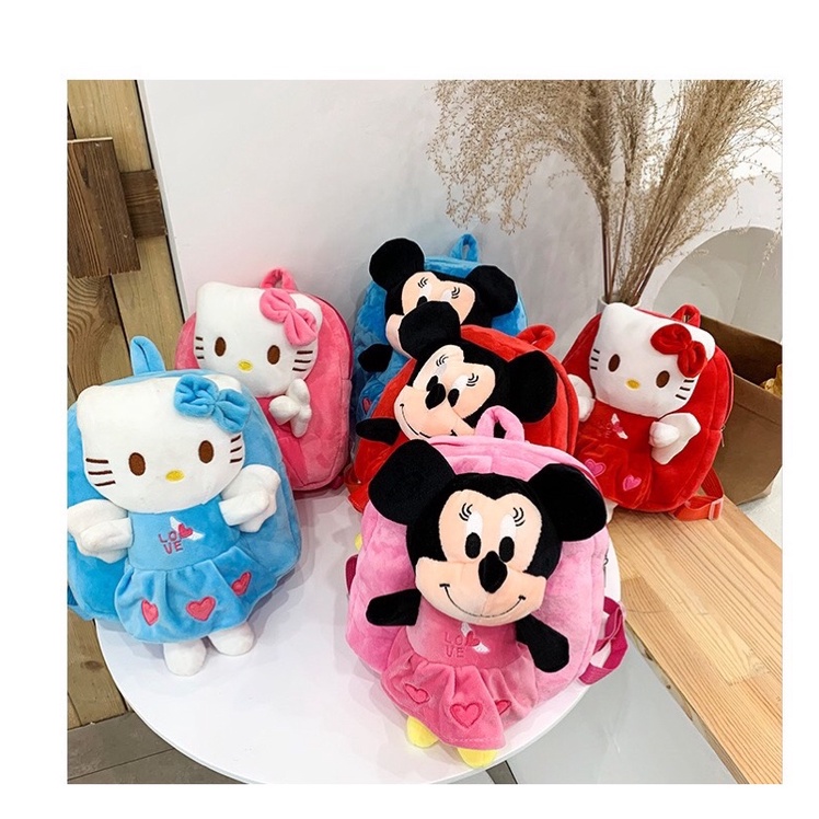 Balo cho bé trai - gái mầm non hoạt hình , ba lô trẻ em mẫu giáo động vật chất nhung mịn siêu ngộ nghĩnh.