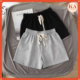 Quần đùi sporty trơn KA Closet 2 màu Đen, Xám chất dầy , dây rút điều chỉnh, đơn giản dễ mặc