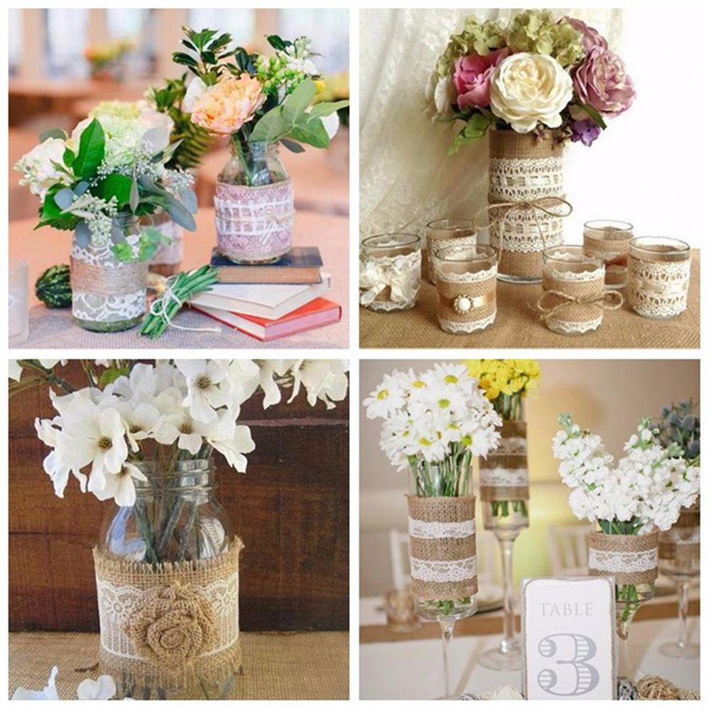 TARSURE 1 Pcs 2M Jute Burlap Lace Ribbon Sisal Trim Wedding Party DIY Supply