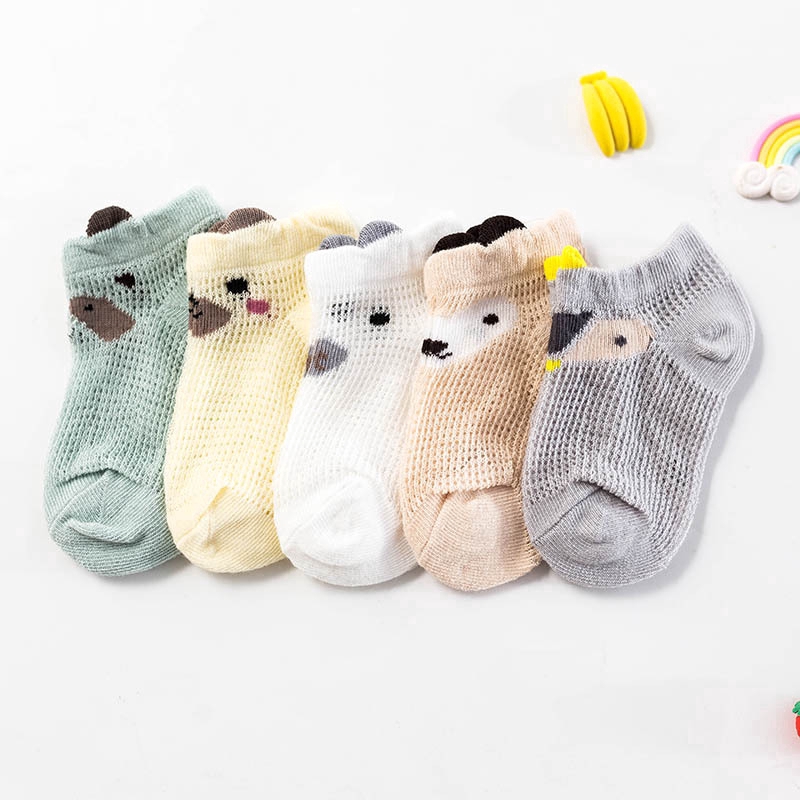 Set 5 đôi vớ MAMIMAMIHOME cotton thoáng khí hình gấu dễ thương cho trẻ em