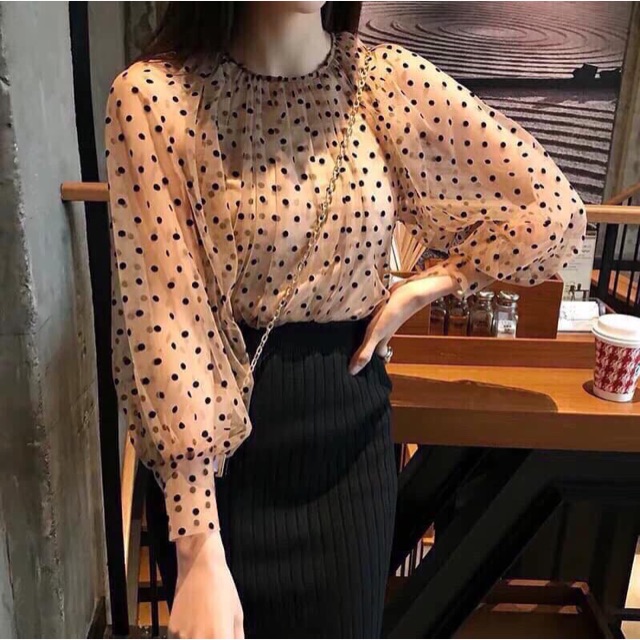 Áo voan chấm bi 2 lớp
