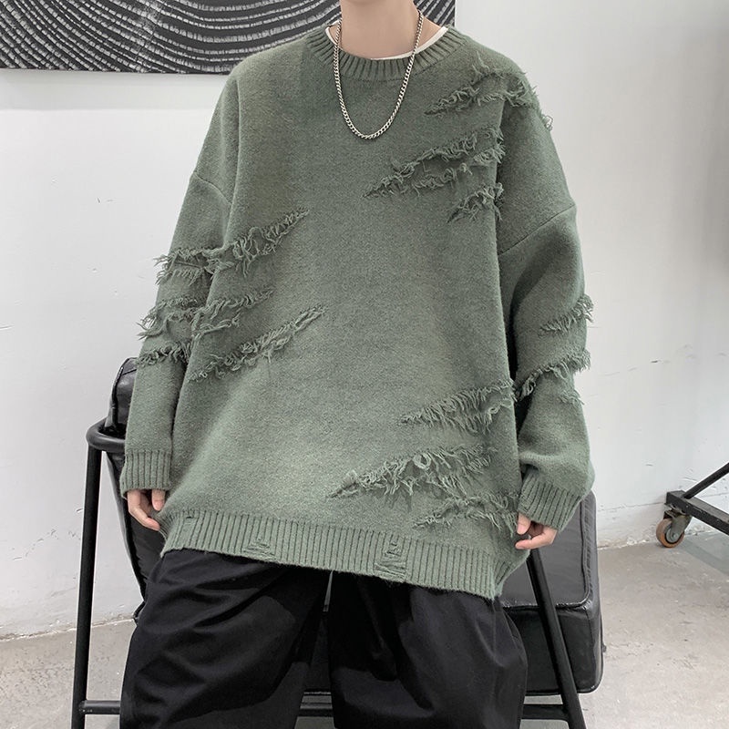 Áo sweater cổ tròn dáng rộng thời trang thu đông phong cách hàn quốc cho nam