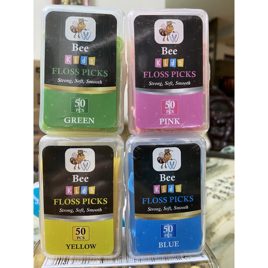 TĂM CHỈ NHA KHOA TRẺ EM HÀN QUỐC  BEE KIDS FLOSS PICKS 50 PCS