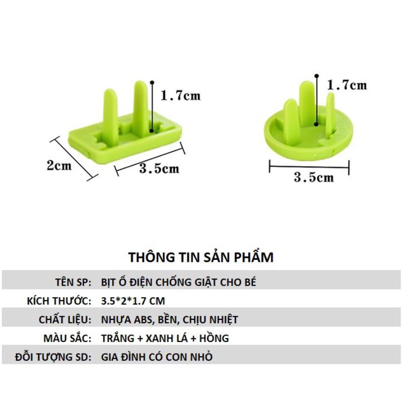 Bịt Ổ Điện chống giật CAO CẤP, bảo vệ an toàn cho bé, 2 chân 3 chân, nhựa ABS siêu bền, chống nhiệt cao cấp 5.0
