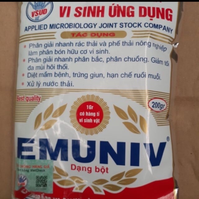 Men vi sinh Emuniv xử lý rác thải, ủ phân chuồng