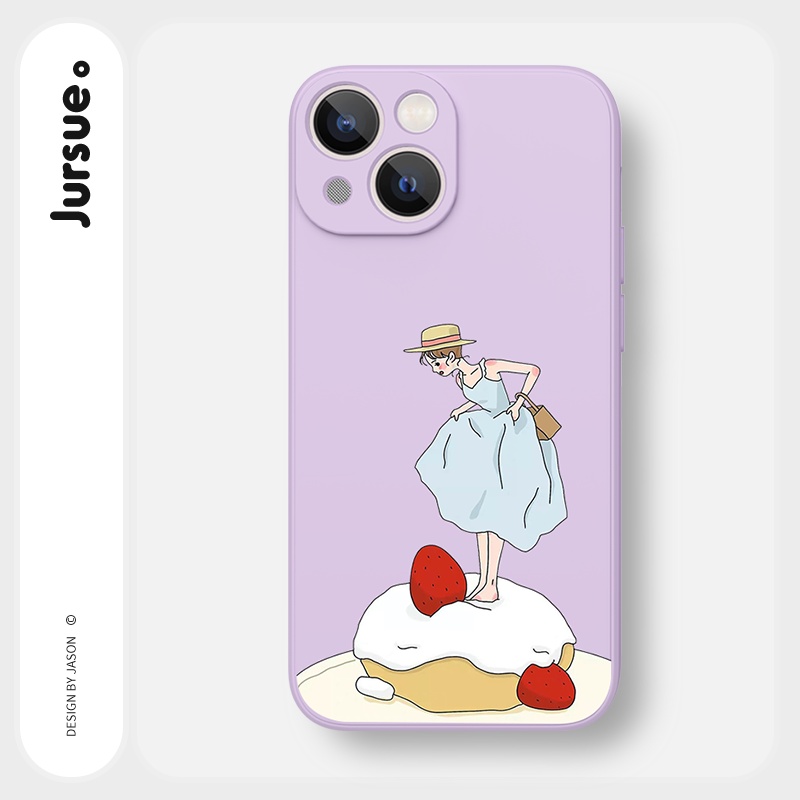 Ốp lưng JURSUE mềm viền vuông hình dễ thương đẹp Cho iPhone 14 13 12 11 Pro Max SE 2020 X XR XS 8 7 ip 6S 6 Plus kute Y2173