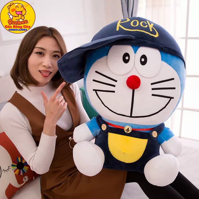 Gấu Bông Mèo Máy Doremon Doraemon Đô rê mon Đội Mũ Rock Dễ Thương Mềm Mịn Quà Tặng