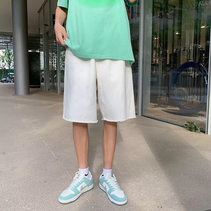 QUẦN SHORT KAKI ỐNG RỘNG NAM NỮ T-A-N Style hàn quốc-QSKT1-dể phối đồ màu trắng kem ảnh thật