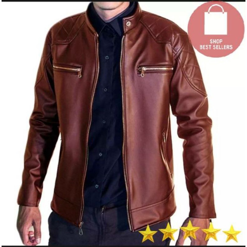 Áo Khoác Bomber Da Thật Màu Đen Nâu ARL 033 Thời Trang Cho Nam