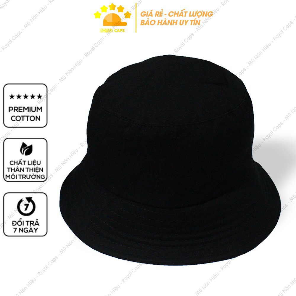 Nón Bucket Nữ FREESHIP Mũ Tai Bèo Nam Đen Trơn Vải Kaki Tốt Unisex - Royal Caps