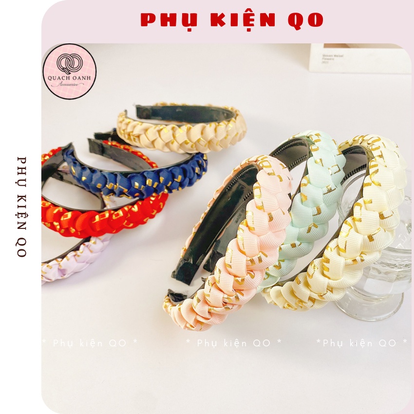 Bờm tóc ,bện trơn tết lụa satin BOM44
