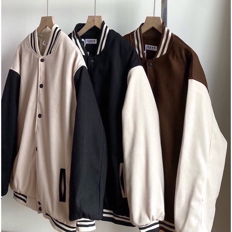 Áo Khoác Bomber Dạ Trần Phao Trơn Phối Tay Dáng Rộng Unisex Cho Cả Nam Nữ Chữ | BigBuy360 - bigbuy360.vn