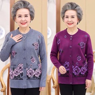 Áo len trung niên sang trọng cho bà cho mẹ cổ tròn