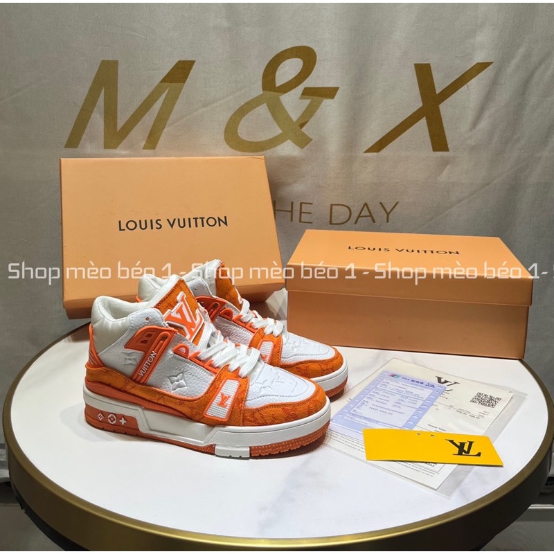 Giày thể thao sneaker lv cao cổ viền hoạ tiết fullbox