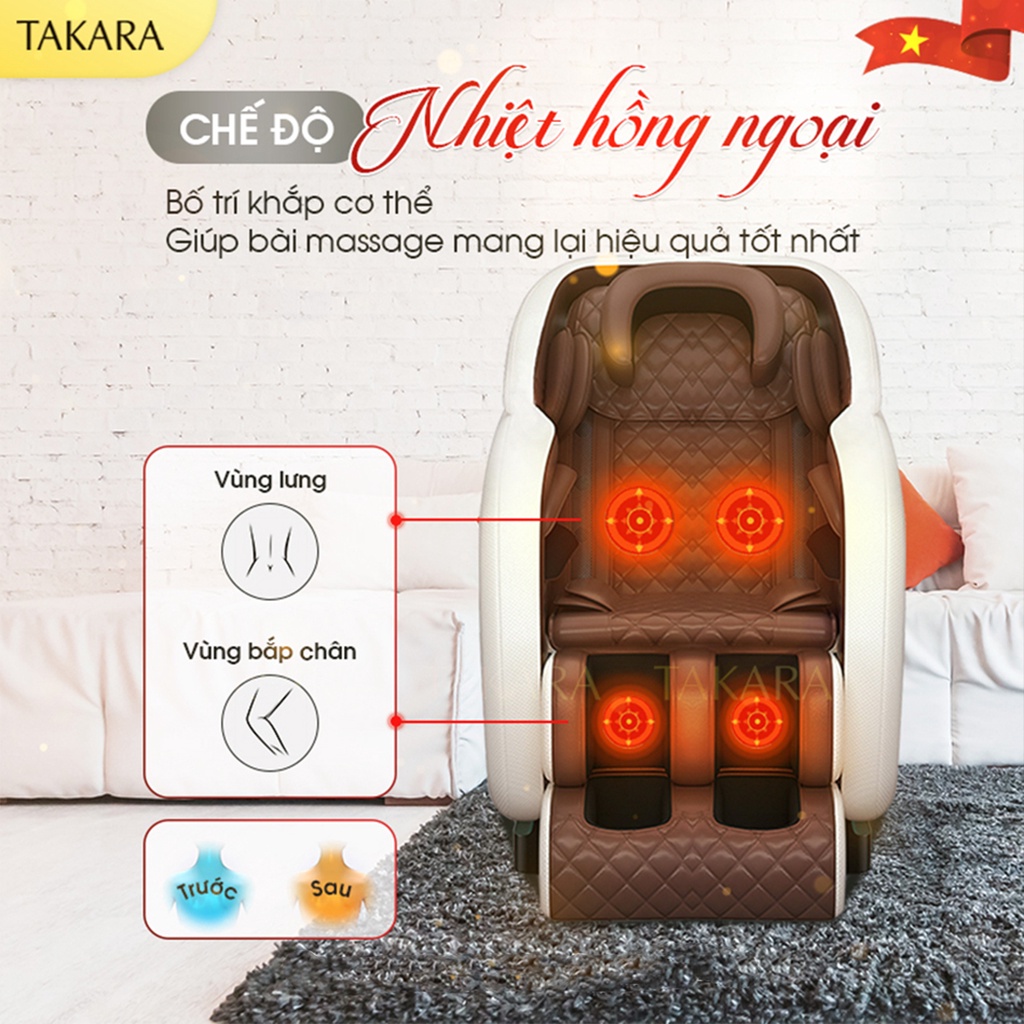 Ghế Massage Toàn Thân Takara K2, Máy Matxa Trị Liệu 5 Vùng Với Nhiệt Hồng Ngoại Công Nghệ Nhật Bản