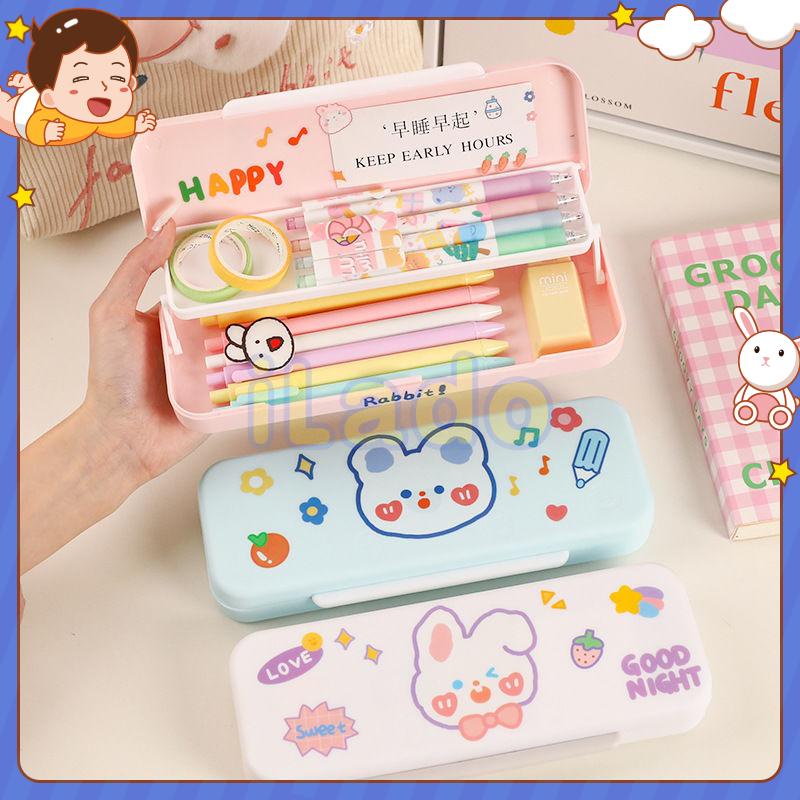 ⭐ iLado ⭐  Túi đựng bút trong suốt cute túi nilong/PVC hai lớp chủ đề nhân vật túi zip nhỏ hộp vải đựng đồ Hộp đựng hộp bút hologram bút cute bọc zip tiểu an văn phòng phẩm Đa Dụng túi đựng đồ dùng cá nhân hình