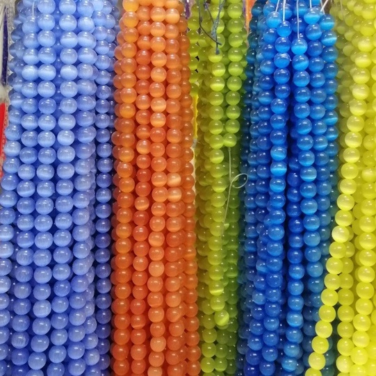 10 viên đá Đá mắt mèo nhiều màu, size 10mm làm vòng tay phong thuỷ