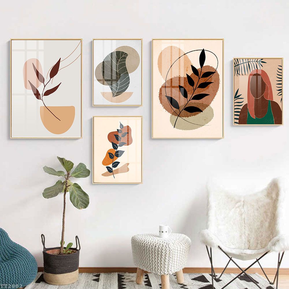 [KÈM KHUNG KHỔ LỚN] Tranh bộ 5 bức boho minimalist tối giản hiện đại decor treo tường trang trí- MELYHOME