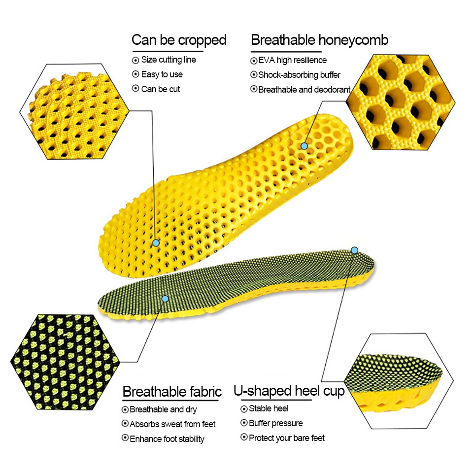 Miếng Lót Giày Sneaker Chạy Bộ Thoáng Khí Thấm Hút Mồ Hôi Không Trượt Bảo Vệ Bàn Chân