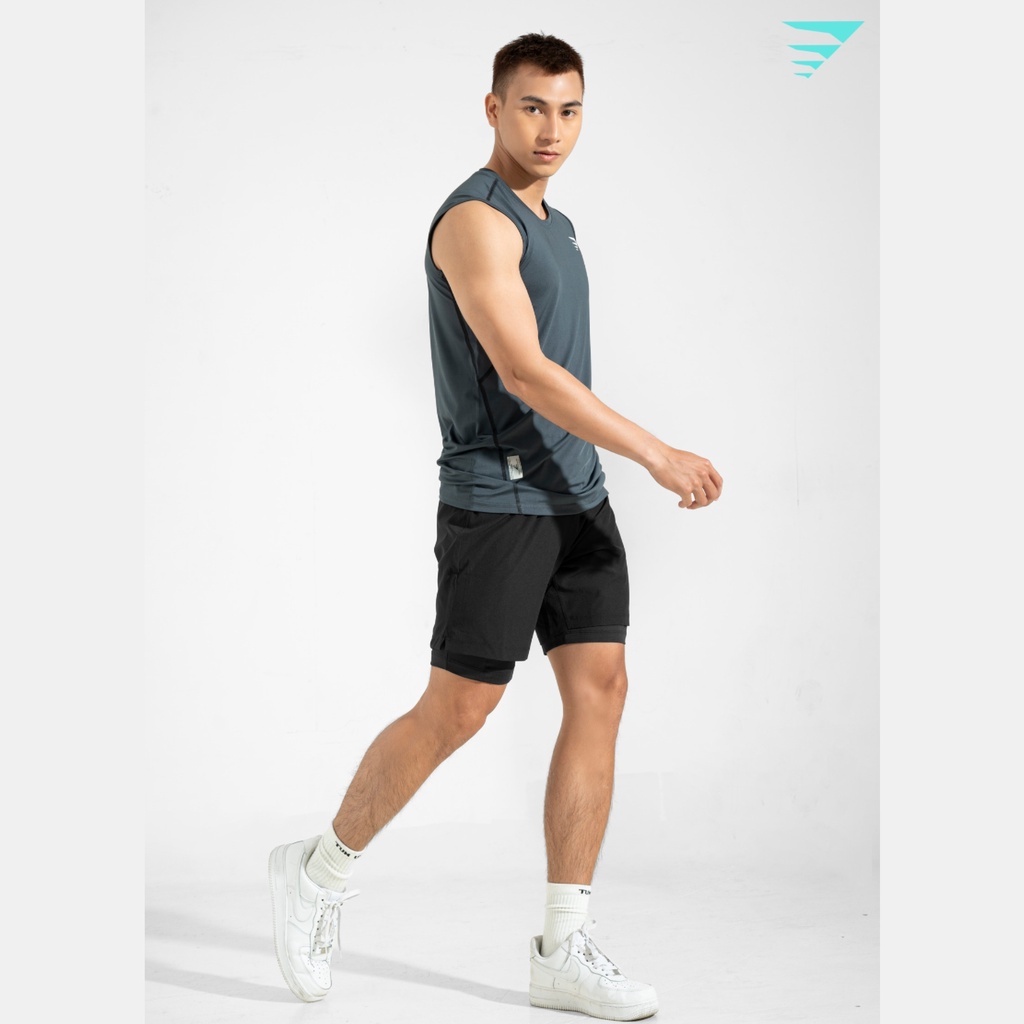 Short đùi nam thể thao tập gym IICOMBAT 2 lớp có lớp lót legging