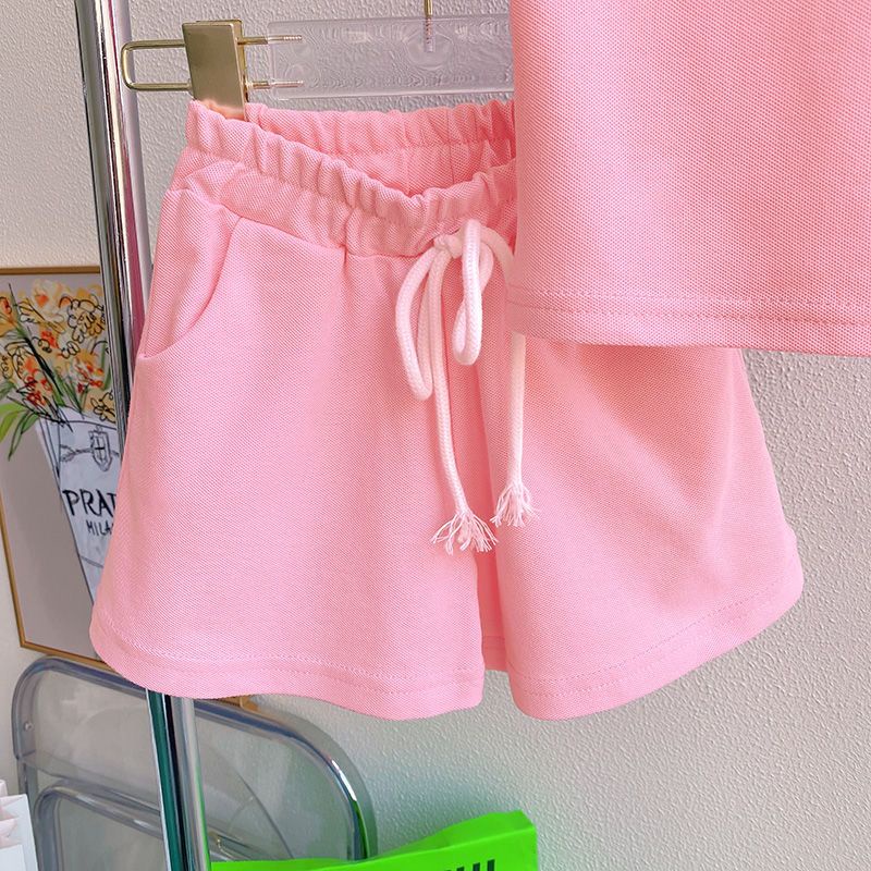 Set Đồ Thể Thao 5 Món Áo Thun Tay Ngắn In Họa Tiết Hoạt Hình Thời Trang Mùa Hè Cho Bé Gái