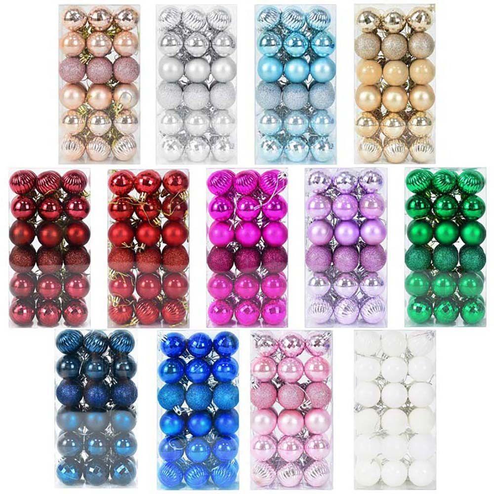 Bộ 36 Phụ Kiện Treo Trang Trí Cây Thông Giáng Sinh Lấp Lánh 4cm