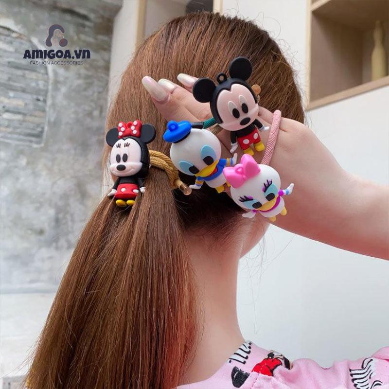Dây Cột Tóc Co Giãn Hình Chuột Mickey Dễ Thương Cho Bé