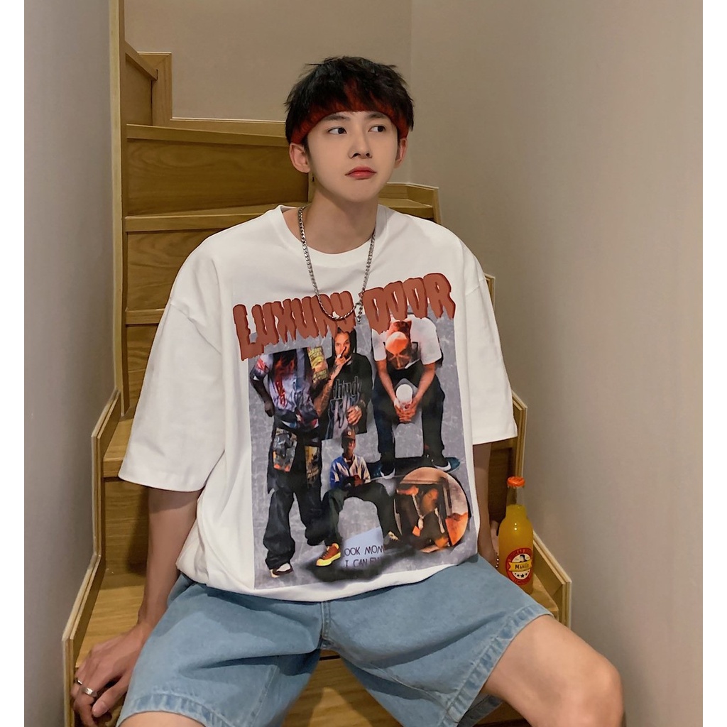 Áo Thun Nam  FASHION Cổ Tròn Áo Phông Nam Form Rộng Basic Cotton Oversize In AT06
