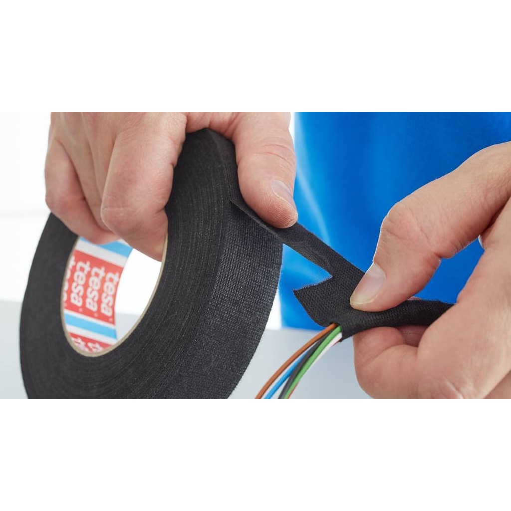 3 cuộn băng keo vải cách điện chịu nhiệt  Tesa 51608 19mm x 25 m chuyên dùng cho ô tô, xe máy...