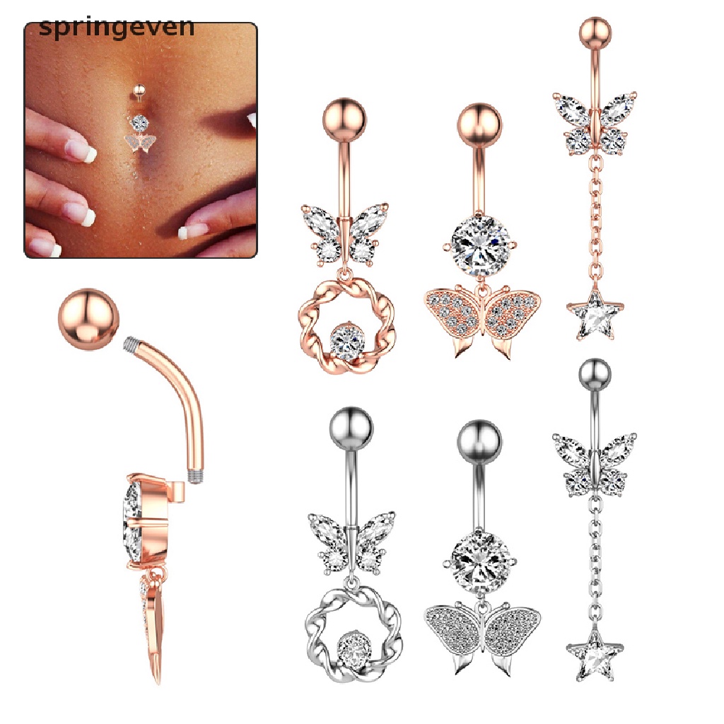 Khuyên RốN HìNh BướM ĐíNh Đá BằNg ThéP Không Gỉ