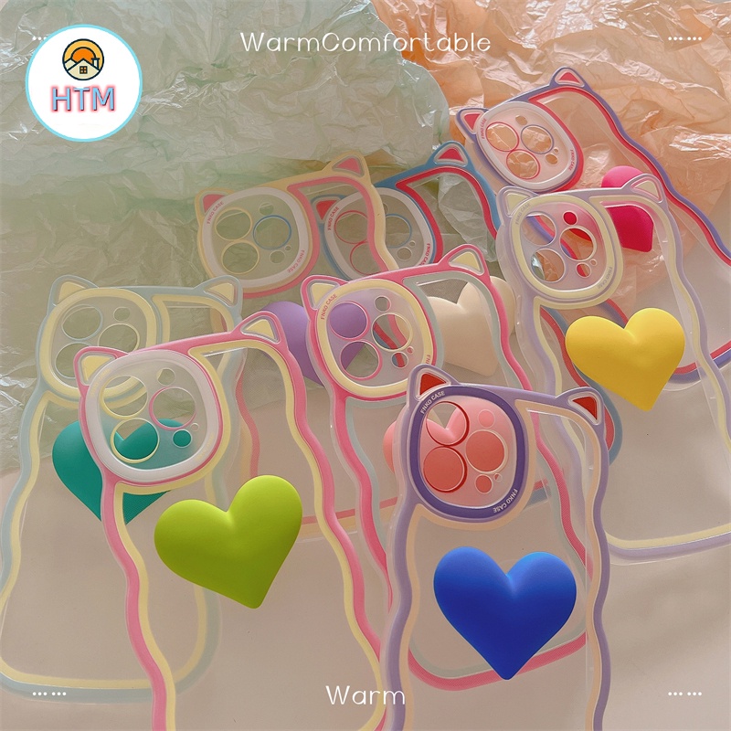 Ốp Lưng Chất Liệu TPU silicone Trong Suốt Hình Tai Mèo Cho iPhone 13 12 Pro Max 13Pro XS Max X XR 7 8 Plus