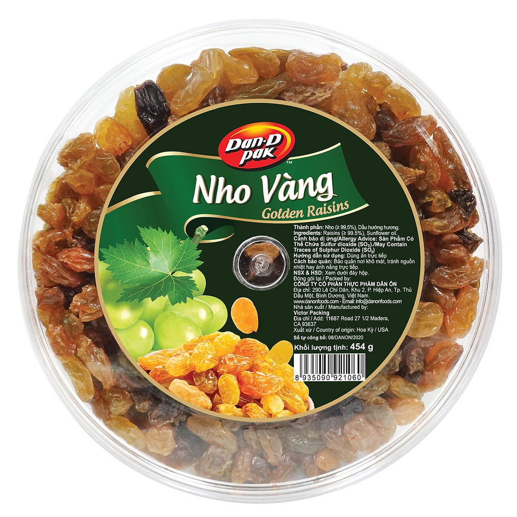 Nho vàng khô Golden Raisins Dan.D Pak 454g