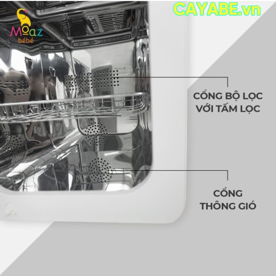Máy tiệt trùng bình sữa tia UVC, sấy khô và bảo quản cho bé 3 in 1 MOAZ BÉBÉ MB-038 (Bảo hành chính hãng 12 tháng)