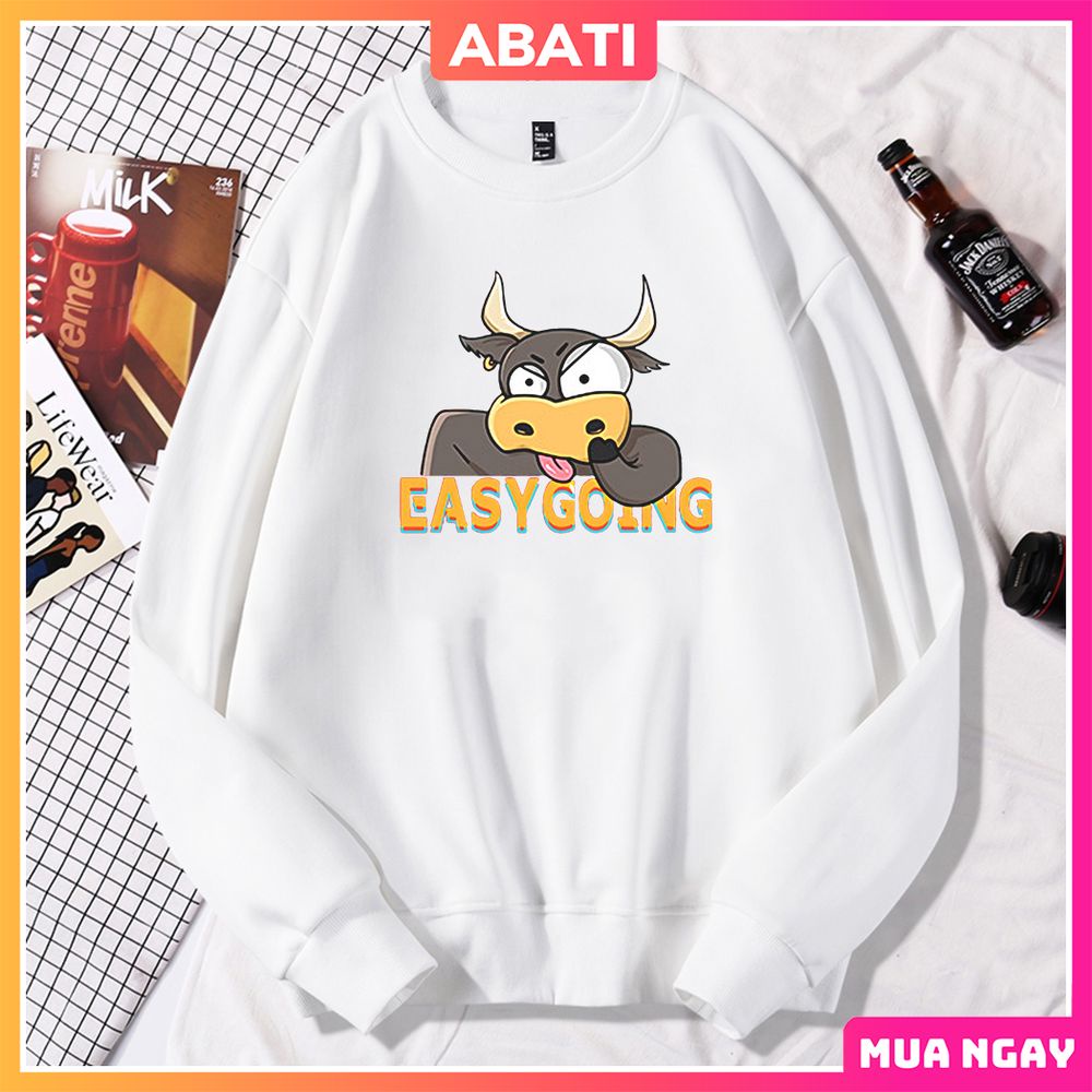 Áo nỉ sweater nam nữ cổ tròn dài tay ấm áp ABATI Áo nỉ mùa đông form rộng vải nỉ bông ấm áp phong cách hàn quốc | BigBuy360 - bigbuy360.vn