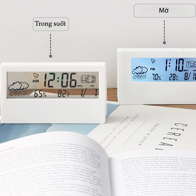 Đồng hồ trang trí phòng ngủ và bàn làm việc, đồng hồ led mini để bàn thông minh có báo thức