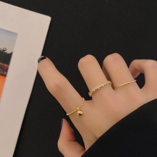 Set nhẫn nữ 3 chiếc basic màu vàng Gold Miênn