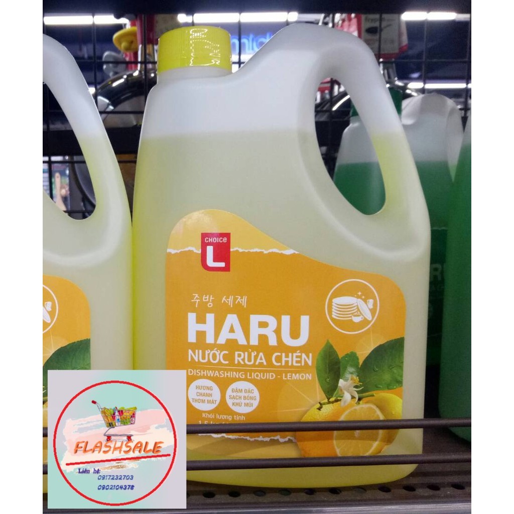 Nước rửa chén Haru Choice L hương chanh/ hương trà xanh 1.5L