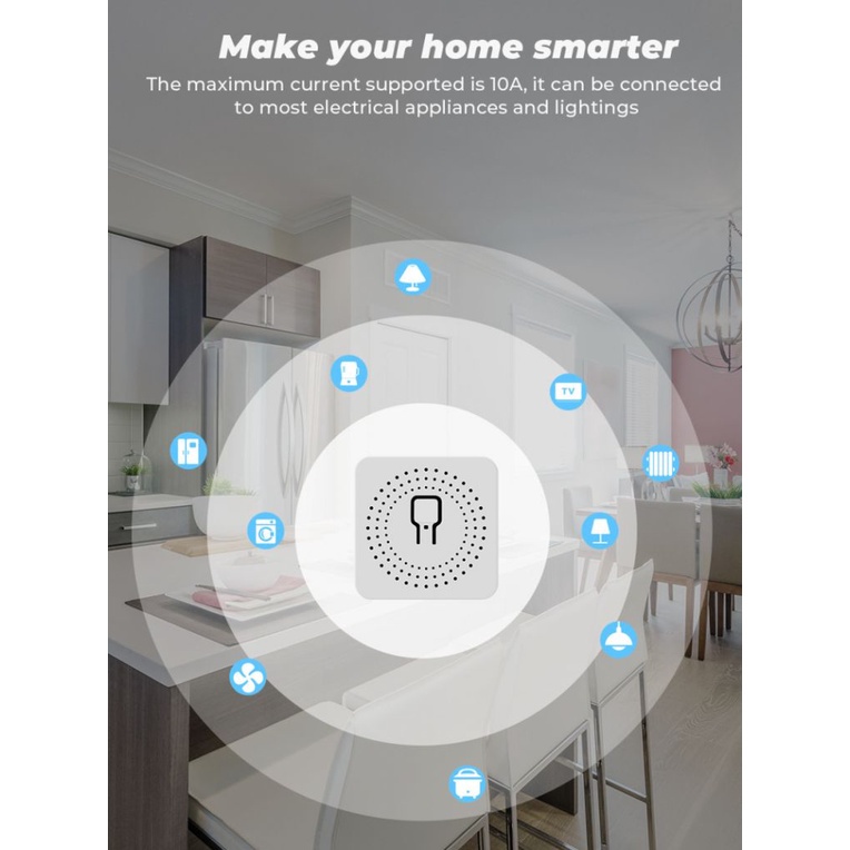 HOME MINI Wifi Smart Switch Timer Wireless Switches Smart Home Automation Compatible with Tuya Alexa Google Home Leve e compacto instalação fácil controle de voz Baixa latência HOME