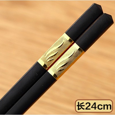 Bộ 10 Đôi Đũa Khảm Vàng Tài Lộc May Mắn - Đũa Cao Cấp Chịu Nhiệt, Chống Trơn, Chống Mốc, Bền Màu
