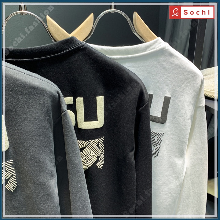 Áo nỉ sweater Hàn Quốc, áo nam thu đông cổ tròn 3D lạ mắt in SVIEU mã SW66.2