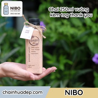 [Chai nhựa 250ml] 20 chai nhựa 250ml vuông nước ép, trà sữa kèm tag giấy cute | MS: 250VM