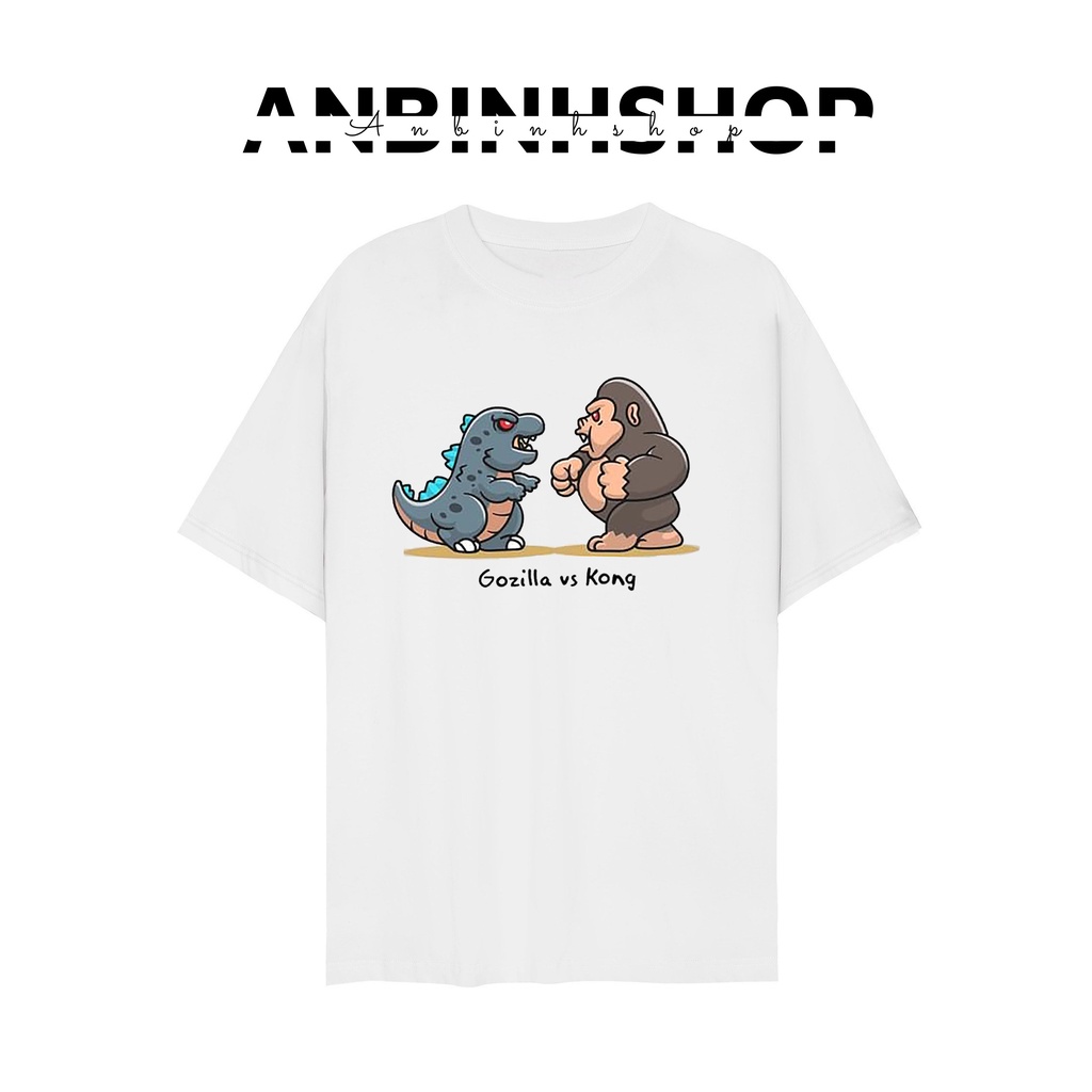 Áo thun 🚚 FREESHIP 🚚 Áo nam nữ in hình chibi King Kong với Godzilla siêu dễ thương chất vải mềm mịn mát từ AnbinhSho