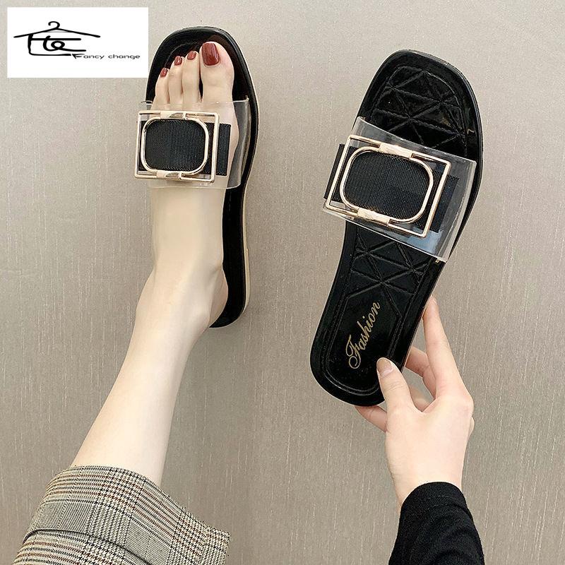 Dép Mùa Hè Có Khóa Vuông Phong Cách Hàn Quốc Thời Trang Cho Nữ