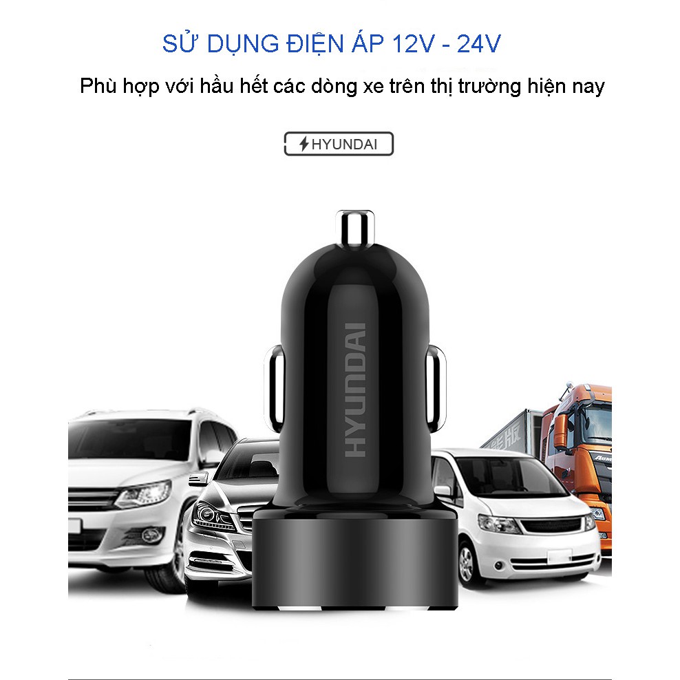 Tẩu sạc ô tô xe hơi Hyundai loại nhỏ gọn có đèn Led báo hiệu điện áp ác quy | BigBuy360 - bigbuy360.vn