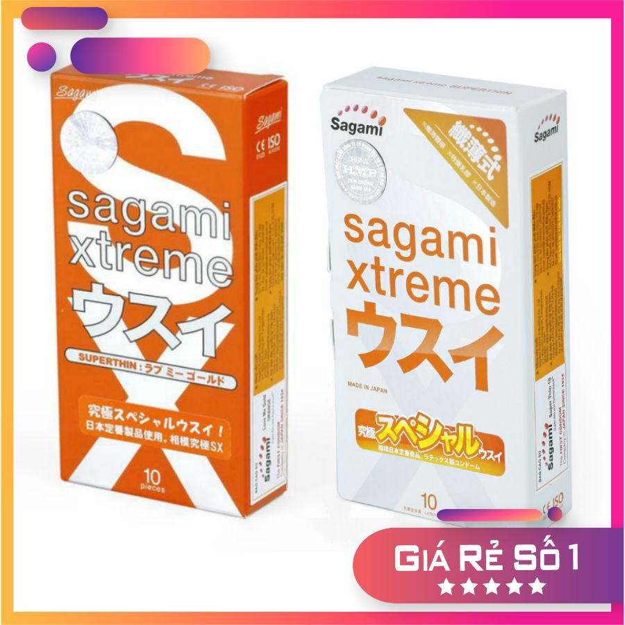 Combo bao cao su siêu mỏng 20 chiếc Sagami Super thin và Sagami Extreme Orange - Nhật Bản