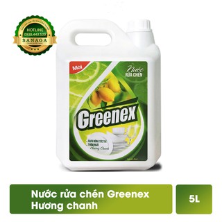 Nước Rửa Chén 💕HÀNG CHÍNH HÃNG💕 Nước rửa bát GREENEX can 5L - Hương Chanh | Sanaga