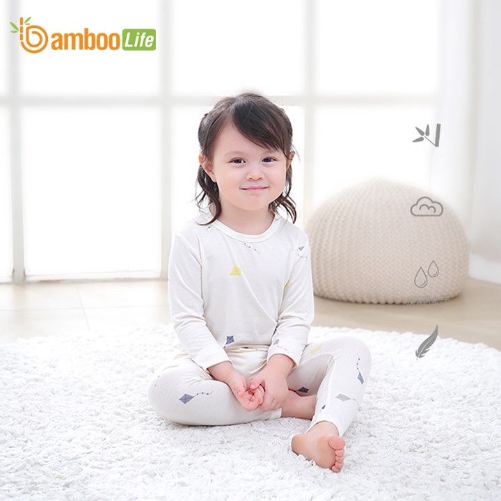 Bộ quần áo dài tay trẻ em sợi tre Bamboo Life BL104 body hình họa tiết xinh cho bé