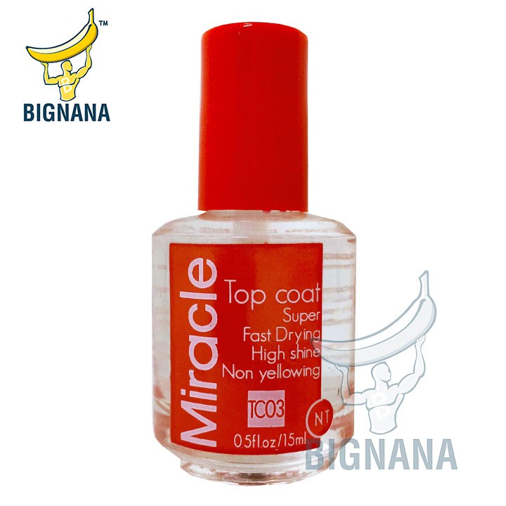 Sơn Bóng Mau Khô Topcoat Miracle TC03 Chai 15ml, Sơn Bóng Trong Suốt, Bảo Vệ Màu Sơn Móng Tay