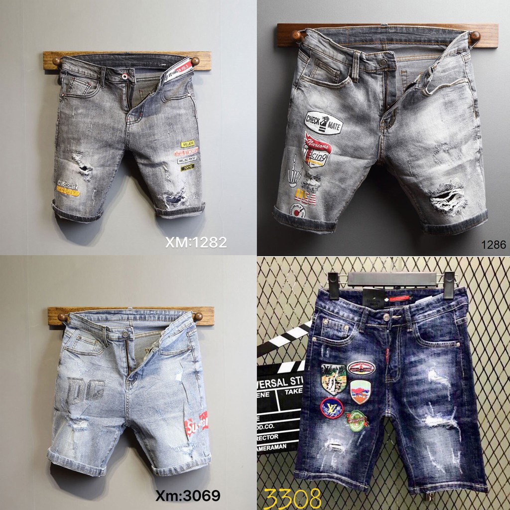 Quần short jeans bò nam thêu đẹp